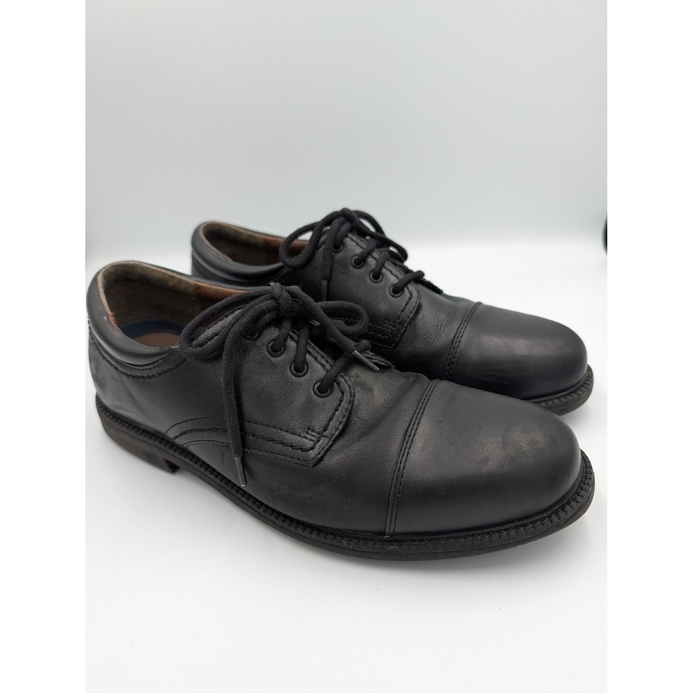 Dockers Mens Black Leather Cap Toe Oxford Dress Shoes 10M Preppy Academia